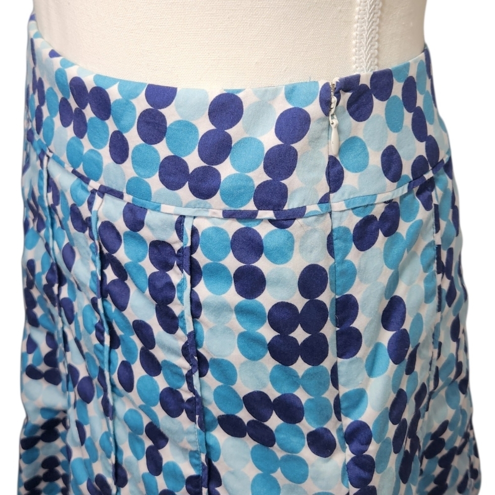 Ann Taylor A-Line Skirt Size 6 Blue Polka Dot Knee Length Classic Preppy Lined - Picture 3 of 12